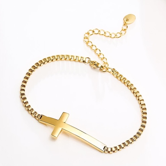 ⚜️[𝟯𝟬%𝗢𝗙𝗙|𝗯𝘂𝗻𝗱𝗹𝗲𝘀 𝟯+]⚜️Gold Cross Stainless Steel Bracelet NEW - Picture 2 of 6